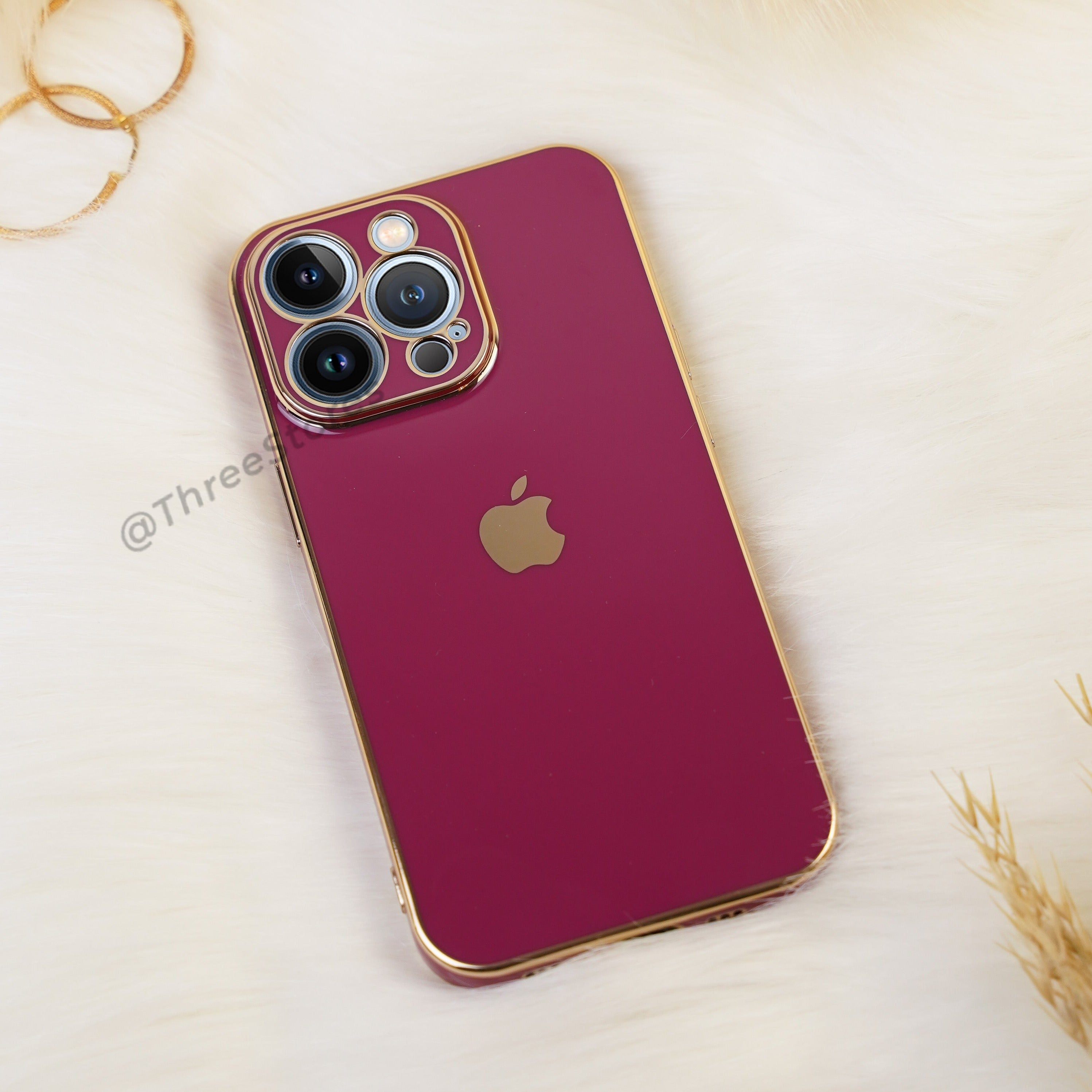 Plating Gold Lens Protection Case iPhone 13 Pro Three store