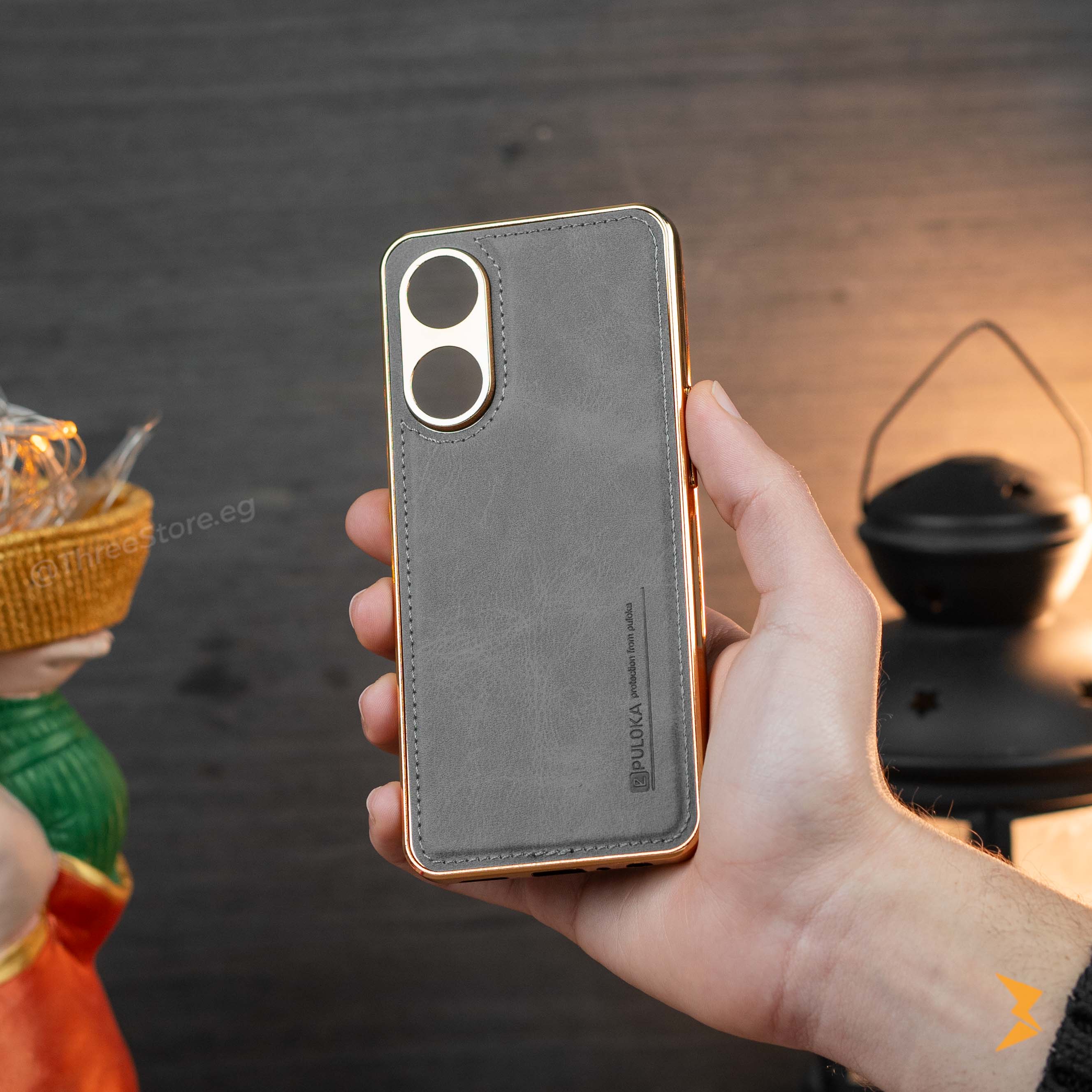 Gold Frame Leather Case Oppo Reno 8T 4G Three store