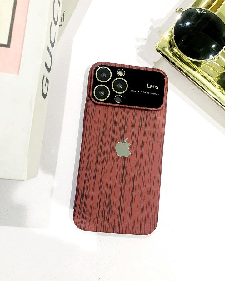 Wood Grain Lens Protection Case iPhone 13 Pro Three store